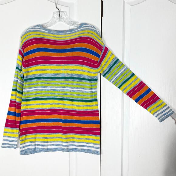 NWOT SOFT SURROUNDINGS Sweater S  Rainbow Stripe Multicolor Knit”Oasis” - Picture 3 of 9